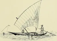 An illustration from The sailing boat, a treatise on sailing boats and small yachts, their varieties of type, sails, rig, etc. With practical directions for sailing and management; also, the one-design and restricted classes, fishing and shooting boats, sailing chariots and ice yachts, foreign and colonial boats, canoes, etc., etc (1901)