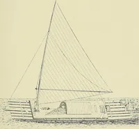 An illustration from The sailing boat, a treatise on sailing boats and small yachts, their varieties of type, sails, rig, etc. With practical directions for sailing and management; also, the one-design and restricted classes, fishing and shooting boats, sailing chariots and ice yachts, foreign and colonial boats, canoes, etc., etc (1901)