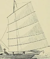 An illustration from The sailing boat, a treatise on sailing boats and small yachts, their varieties of type, sails, rig, etc. With practical directions for sailing and management; also, the one-design and restricted classes, fishing and shooting boats, sailing chariots and ice yachts, foreign and colonial boats, canoes, etc., etc (1901)