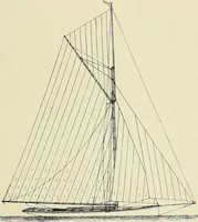 An illustration from The sailing boat, a treatise on sailing boats and small yachts, their varieties of type, sails, rig, etc. With practical directions for sailing and management; also, the one-design and restricted classes, fishing and shooting boats, sailing chariots and ice yachts, foreign and colonial boats, canoes, etc., etc (1901)