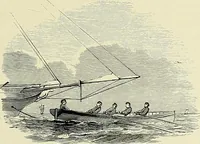An illustration from The sailing boat, a treatise on sailing boats and small yachts, their varieties of type, sails, rig, etc. With practical directions for sailing and management; also, the one-design and restricted classes, fishing and shooting boats, sailing chariots and ice yachts, foreign and colonial boats, canoes, etc., etc (1901)