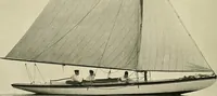 An illustration from The sailing boat, a treatise on sailing boats and small yachts, their varieties of type, sails, rig, etc. With practical directions for sailing and management; also, the one-design and restricted classes, fishing and shooting boats, sailing chariots and ice yachts, foreign and colonial boats, canoes, etc., etc (1901)