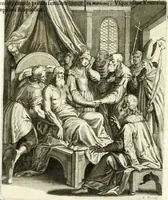 An illustration from Aquila sancta, siue Bauarica : elogiis, hieroglyphicis, numismatibus, insignibus, symbolis, imaginibus antiquis ad viuum exculpta, & longa historiarum serie exarata : vt nihil relictum sit, quod prisci, vel hodierni habeant annales, sed diplomata, leges, indulta, genealogiae, donationes, priuilegia offeruntur congesta : accedit tractatus sacrolegalis, & historicopoliticus ... (1674)