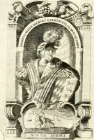 An illustration from Aquila sancta, siue Bauarica : elogiis, hieroglyphicis, numismatibus, insignibus, symbolis, imaginibus antiquis ad viuum exculpta, & longa historiarum serie exarata : vt nihil relictum sit, quod prisci, vel hodierni habeant annales, sed diplomata, leges, indulta, genealogiae, donationes, priuilegia offeruntur congesta : accedit tractatus sacrolegalis, & historicopoliticus ... (1674)