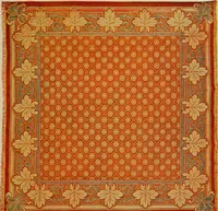 An illustration from Sanitary Manufacturing Co., Inc., manufacturers of Brusselette art rugs and upholstery specialties. (1902)