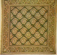 An illustration from Sanitary Manufacturing Co., Inc., manufacturers of Brusselette art rugs and upholstery specialties. (1902)