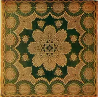 An illustration from Sanitary Manufacturing Co., Inc., manufacturers of Brusselette art rugs and upholstery specialties. (1902)