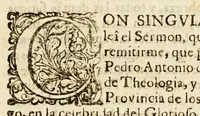 An illustration from San Pedro de Alcantara celebrado iman de la seraphica descalcez, y mas estrecha observancia de los religiosos menores de N.S.P.S Francisco, en su convento de San Diego de Mexico en 19. de octubre de 1696 años. : Dalo a la estampa la devocion del señor doctor D. Francisco de Deza, y Vlloa cathedratico, que fue, de rethorica en la Real Vniversidad Mexicana; y oy dignissimo inquisidor fiscal en la Santa Inquisicion desta corte. (1697)