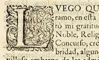 An illustration from San Pedro de Alcantara celebrado iman de la seraphica descalcez, y mas estrecha observancia de los religiosos menores de N.S.P.S Francisco, en su convento de San Diego de Mexico en 19. de octubre de 1696 años. : Dalo a la estampa la devocion del señor doctor D. Francisco de Deza, y Vlloa cathedratico, que fue, de rethorica en la Real Vniversidad Mexicana; y oy dignissimo inquisidor fiscal en la Santa Inquisicion desta corte. (1697)