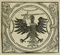 An illustration from Sarmatiae evropeae descriptio : qvae regnvm Poloniae, Litvaniam, Samogitiam, Rvssiam, Massoviam, Prvssiam, Pomeraniam, Livoniam, et Moschoviae Tartariaeqve partem complectitur (1581)