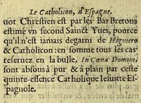 Picture 5 of 6 from Satyre Menippee de la vertu de catholicon d'Espaigne. Et de la tenue des estats de Paris. : Augmentée outre les precedentes impressions tant de l'interpretation du mot de Higuiero d'infierno, & qui en est l'autheur, que du Supplément ou suite du catholicon. . (1600), leaf 28