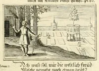 Picture 7 of 27 from Schöne ausserlesene sin[n]reiche Figuren auch Gleichnussen Erkläringen Gebettlein vnd hohe Lehr[n] : zum Theil auss heiliger Schrifft wie auch zum Theil auss der alten Christlichen Kirchen Lehrer[n] Schrifften gezogen vnd in Teutsche Reimen verfasst, leaf 29
