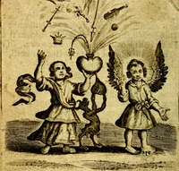 An illustration from The school of the heart; or, The heart of it self gone away from God brought back again to him, and instructed by him. In 47. emblems (1676)