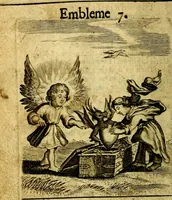 An illustration from The school of the heart; or, The heart of it self gone away from God brought back again to him, and instructed by him. In 47. emblems (1676)