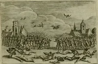 An illustration from Emblemata Florentii Schoonhovii I.C. Goudani, partim moralia, partim etiam civilia. Cum latiori eorundem ejusdem auctoris interpretatione. Accedunt et alia quaedam poëmatia in alijs poëmatum suorum libris non contenta (1618)