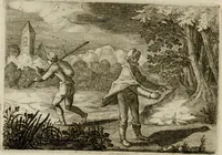An illustration from Emblemata Florentii Schoonhovii I.C. Goudani, partim moralia, partim etiam civilia. Cum latiori eorundem ejusdem auctoris interpretatione. Accedunt et alia quaedam poëmatia in alijs poëmatum suorum libris non contenta (1618)