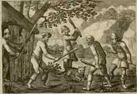 An illustration from Emblemata Florentii Schoonhovii I.C. Goudani, partim moralia, partim etiam civilia. Cum latiori eorundem ejusdem auctoris interpretatione. Accedunt et alia quaedam poëmatia in alijs poëmatum suorum libris non contenta (1618)