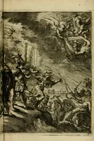 An illustration from Schouburgh der Nederlandse veranderingen : geopent in ses tooneelen, waer op de wisselbeurten des Vereenigde Staets door den Fransen oorlog gebrouwen : in historieele sinnebeelden vertoont en beschreven zijn (1674)