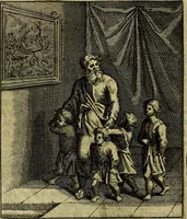 Picture 28 of 105 from Schouwtoneel des menschelyken leevens, of, Lessen der wysheid : uytgedrukt in 103. fraaye konstplaaten, welker zinspeelingen uyt Horatius verzaamellt zyn (1755), leaf 116