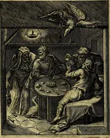 An illustration from Schouwtoneel des menschelyken leevens, of, Lessen der wysheid : uytgedrukt in 103. fraaye konstplaaten, welker zinspeelingen uyt Horatius verzaamellt zyn (1755)