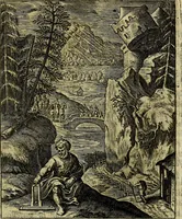 An illustration from Schouwtoneel des menschelyken leevens, of, Lessen der wysheid : uytgedrukt in 103. fraaye konstplaaten, welker zinspeelingen uyt Horatius verzaamellt zyn (1755)