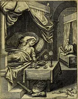 An illustration from Schouwtoneel des menschelyken leevens, of, Lessen der wysheid : uytgedrukt in 103. fraaye konstplaaten, welker zinspeelingen uyt Horatius verzaamellt zyn (1755)