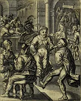 An illustration from Schouwtoneel des menschelyken leevens, of, Lessen der wysheid : uytgedrukt in 103. fraaye konstplaaten, welker zinspeelingen uyt Horatius verzaamellt zyn (1755)