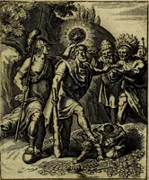 An illustration from Schouwtoneel des menschelyken leevens, of, Lessen der wysheid : uytgedrukt in 103. fraaye konstplaaten, welker zinspeelingen uyt Horatius verzaamellt zyn (1755)