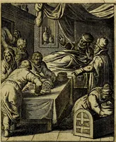 An illustration from Schouwtoneel des menschelyken leevens, of, Lessen der wysheid : uytgedrukt in 103. fraaye konstplaaten, welker zinspeelingen uyt Horatius verzaamellt zyn (1755)
