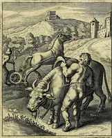 An illustration from Schouwtoneel des menschelyken leevens, of, Lessen der wysheid : uytgedrukt in 103. fraaye konstplaaten, welker zinspeelingen uyt Horatius verzaamellt zyn (1755)