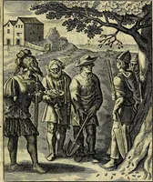 An illustration from Schouwtoneel des menschelyken leevens, of, Lessen der wysheid : uytgedrukt in 103. fraaye konstplaaten, welker zinspeelingen uyt Horatius verzaamellt zyn (1755)