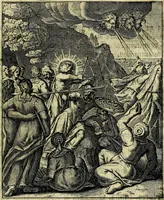 An illustration from Schouwtoneel des menschelyken leevens, of, Lessen der wysheid : uytgedrukt in 103. fraaye konstplaaten, welker zinspeelingen uyt Horatius verzaamellt zyn (1755)