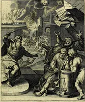 An illustration from Schouwtoneel des menschelyken leevens, of, Lessen der wysheid : uytgedrukt in 103. fraaye konstplaaten, welker zinspeelingen uyt Horatius verzaamellt zyn (1755)