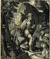 An illustration from Schouwtoneel des menschelyken leevens, of, Lessen der wysheid : uytgedrukt in 103. fraaye konstplaaten, welker zinspeelingen uyt Horatius verzaamellt zyn (1755)