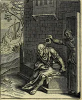 Picture 73 of 105 from Schouwtoneel des menschelyken leevens, of, Lessen der wysheid : uytgedrukt in 103. fraaye konstplaaten, welker zinspeelingen uyt Horatius verzaamellt zyn (1755), leaf 296