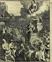 An illustration from Schouwtoneel des menschelyken leevens, of, Lessen der wysheid : uytgedrukt in 103. fraaye konstplaaten, welker zinspeelingen uyt Horatius verzaamellt zyn (1755)
