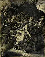 An illustration from Schouwtoneel des menschelyken leevens, of, Lessen der wysheid : uytgedrukt in 103. fraaye konstplaaten, welker zinspeelingen uyt Horatius verzaamellt zyn (1755)