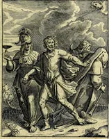 An illustration from Schouwtoneel des menschelyken leevens, of, Lessen der wysheid : uytgedrukt in 103. fraaye konstplaaten, welker zinspeelingen uyt Horatius verzaamellt zyn (1755)
