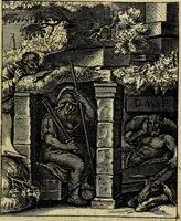 An illustration from Schouwtoneel des menschelyken leevens, of, Lessen der wysheid : uytgedrukt in 103. fraaye konstplaaten, welker zinspeelingen uyt Horatius verzaamellt zyn (1755)