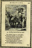 An illustration from Schouwtoneel des menschelyken leevens, of, Lessen der wysheid : uytgedrukt in 103. fraaye konstplaaten, welker zinspeelingen uyt Horatius verzaamellt zyn (1755)