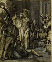 An illustration from Schouwtoneel des menschelyken leevens, of, Lessen der wysheid : uytgedrukt in 103. fraaye konstplaaten, welker zinspeelingen uyt Horatius verzaamellt zyn (1755)