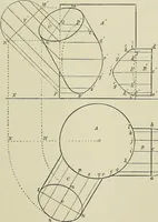 An illustration from Science and art drawing : complete geometrical course ; consisting of plane and solid geometry, orthographic and isometric projection, projection of shadow's the principles of map projection, graphic arithmetic and graphic statics (1895)