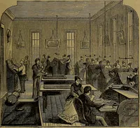 An illustration from The Scientific American reference book; a compendium of useful information for inventors and mechanics, containing the complete patent laws of the United States ... forms for patents, caveats, assignments, licenses, and shop rights ... etc., etc (1876)
