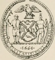 An illustration from Seal and flag of the city of New York : authorized by the committee appointed by the mayor to commemorate the two hundred and fiftieth anniversary of the installation of the first mayor and board of aldermen of the city of New York on June 24, 1665, and the adoption of the official city flag on June 24, 1915 (1915)