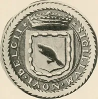 An illustration from Seal and flag of the city of New York : authorized by the committee appointed by the mayor to commemorate the two hundred and fiftieth anniversary of the installation of the first mayor and board of aldermen of the city of New York on June 24, 1665, and the adoption of the official city flag on June 24, 1915 (1915)