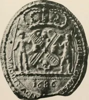 An illustration from Seal and flag of the city of New York : authorized by the committee appointed by the mayor to commemorate the two hundred and fiftieth anniversary of the installation of the first mayor and board of aldermen of the city of New York on June 24, 1665, and the adoption of the official city flag on June 24, 1915 (1915)