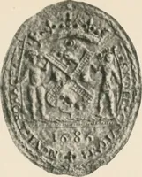 An illustration from Seal and flag of the city of New York : authorized by the committee appointed by the mayor to commemorate the two hundred and fiftieth anniversary of the installation of the first mayor and board of aldermen of the city of New York on June 24, 1665, and the adoption of the official city flag on June 24, 1915 (1915)