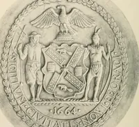 An illustration from Seal and flag of the city of New York : authorized by the committee appointed by the mayor to commemorate the two hundred and fiftieth anniversary of the installation of the first mayor and board of aldermen of the city of New York on June 24, 1665, and the adoption of the official city flag on June 24, 1915 (1915)
