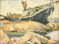 An illustration from The seashore book : Bob and Betty's summer with Captain Hawes (1912)