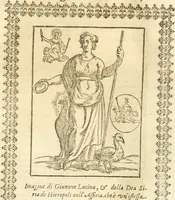 Picture 80 of 314 from Seconda nouissima editione delle Imagini de gli dei delli antichi di Vicenzo Cartari reggiano : ridotte da capo a piedi alle loro reali, & non più per l'adietro osseruate simiglianze : cauate da' marmi, bronzi, medaglie, gioie, & altre memorie antiche : con esquisito studio, & particolare diligenza (1626), leaf 190
